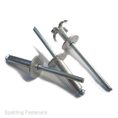 SPALDING FASTENERS PEELED POP RIVETS LARGE FLANGE HEAD ALUMINIUM/STEEL 4MM 4.8MM