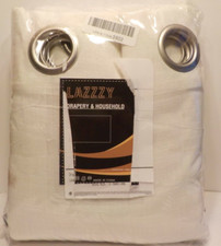 Ring / Grommet Top Curtain set 2 panels 84 x 24 beige with blue bottom