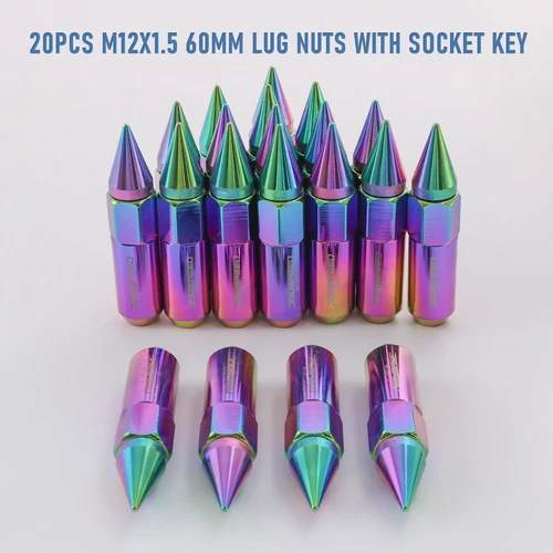 Cap Spiked Racing Wheel Lug Nuts 20PCS M12 x 1.5mm 60mm Arrow Style New - Picture 20 of 66