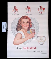 1948 Ballentine Ale Pretty Woman Purity Body Flavor Print Ad 44498