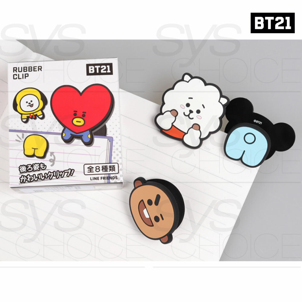 BTS BT21 Official Authentic Goods Mascot Rubber Clip SET +