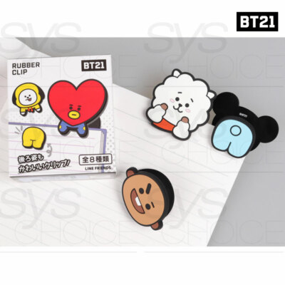 BTS BT21 Official Authentic Goods Mascot Rubber Clip SET +