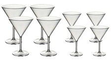 Roltex Martini Cocktail Glasses 8 Piece Set Reusable Unbreakable HQ Plastic