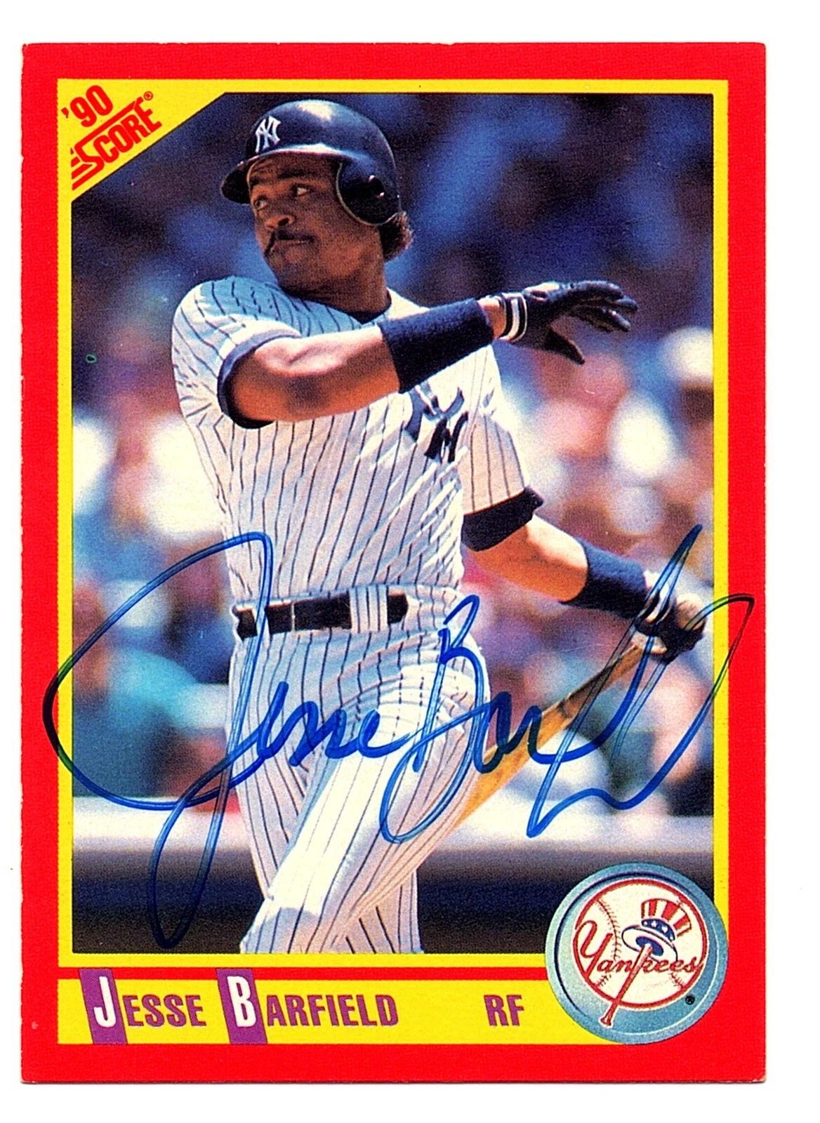 Jesse Barfield Autograph On a 1990 Score - New York Yankees