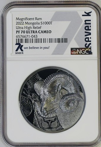 7k Metals Magnificent Ram Mongolia ALL 3 2022 Coins NGC PF70 2oz 1oz 50g - Picture 8 of 10