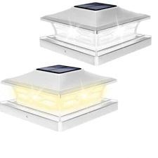 2-4 Pcs Outdoor Flame Light Solar Post Deck Fence Cap 4x4/6x6 Bright LED Light