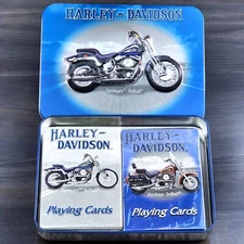 VTG Harley Davidson Open Road Springer Heritage Softail Tin 2 Deck Playing Cards