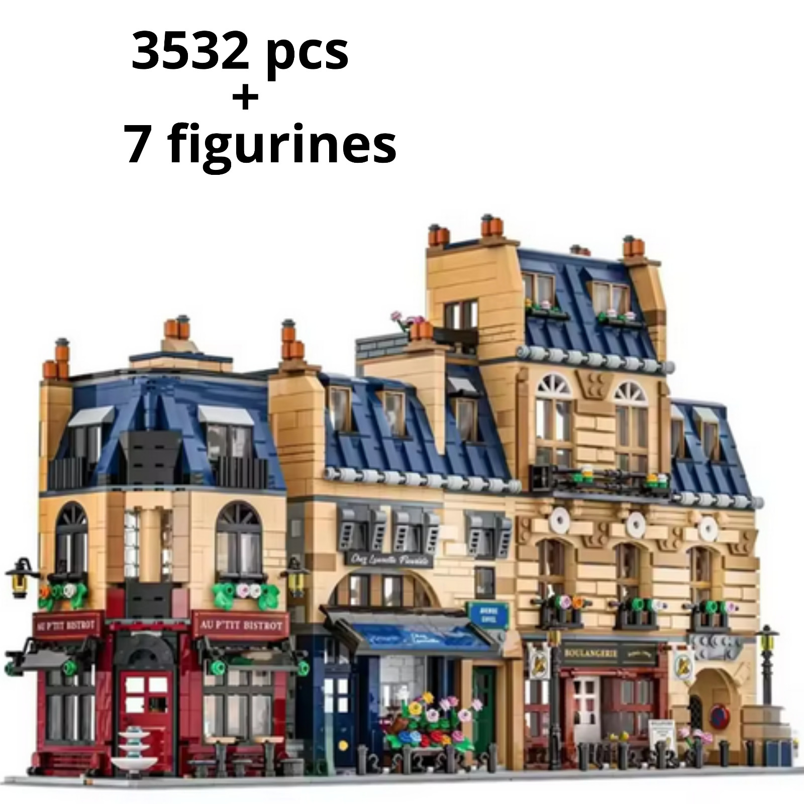 Kit de construction 910032 Rue parisienne avec 3532 pièces et 7 figurines pour adultes