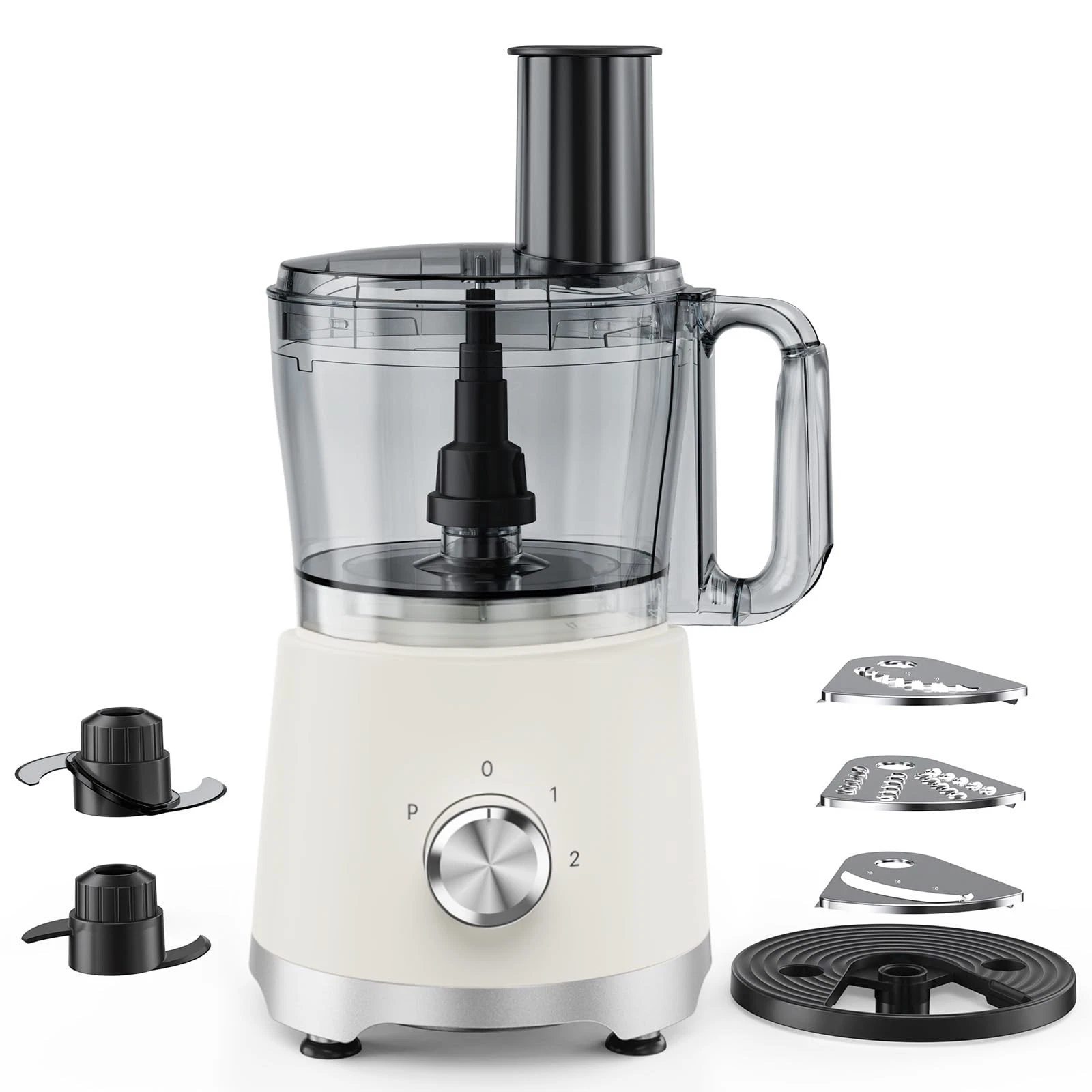 10.5 Cups Food Processor, Versatile Food processors with 5 Blades, 600W Power...