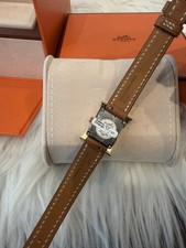 NIB Hermes Heure H Watch 21mm Mini Model Gold Epsom Hour Cape Cod Nantucket Cut 5