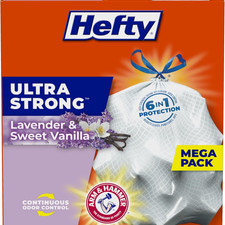Hefty Ultra Strong Tall Kitchen Trash Bags Lavender  Sweet Vanilla 13 Gal 80 Ct