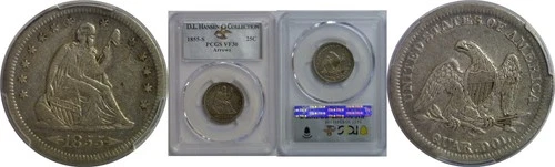 1855-S Arrows  Seated Liberty Quarter   PCGS VF-30