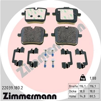 Hinterachse Zimmermann 22039.180.2 Bremsbelagsatz, Scheibenbremse FüR Alpina,Bmw-image