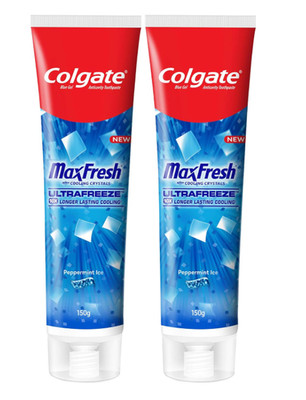 Colgate MaxFresh Toothpaste 300g (150g x 2) Peppermint Ice Blue Gel
