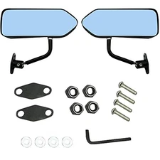 F1 style Black Side View Mirrors for Cars and Bikes- Universal Fit High Gloss 