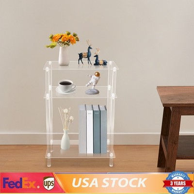 Acrylic Narrow Side Table 7'' Wide Skinny Nightstand/Bedside Slim Small End Table