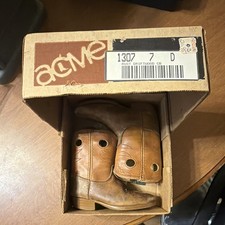 Acme 1307 Brown Leather Kids Vintage Boots US Size 7 Medium Width