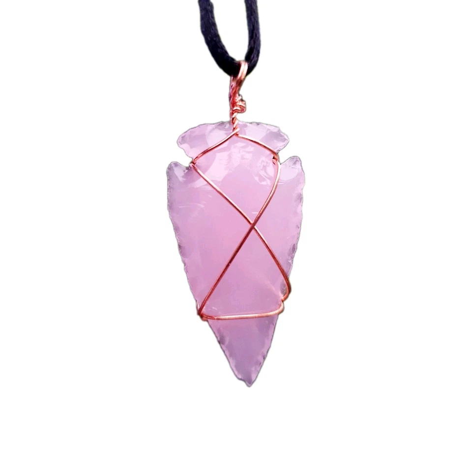 Collar Colgante Punta de Flecha Opalita Rosa Potente Gema Argonón Peruano Joyería Foto 2 de 4