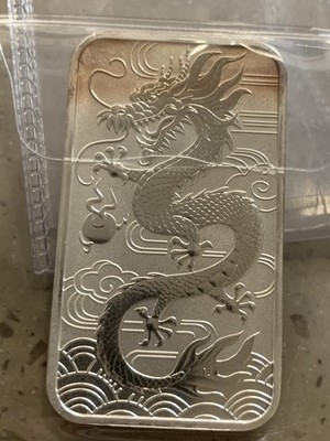 2018 Australian Perth Mint 1oz Silver Dragon Bar .9999 Fine Silver