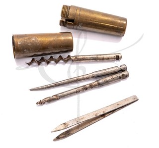 Vintage Corkscrew Bottle Opener Tweezer Multi Tool Set with Case