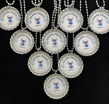 Stitch / Trendy Bottle Cap Necklaces / 10 party favors / Family Reunion / Ohana