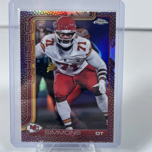 2025 TOPPS CHROME LEATHER FOOTBALL REFRACTOR #304 JOSH SIMMONS RC CHIEFS