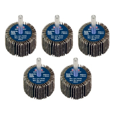 Sealey Klappe Rad � 40 x 30mm 60Grit�6mm Schaft - Packung 5 FW4030605