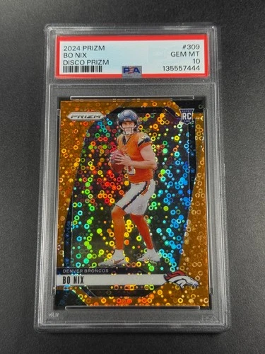 BO NIX 2024 PANINI PRIZM #308 DISCO PRIZM ROOKIE RC PSA 10 GEM DENVER BRONCOS