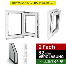 Kellerfenster Kunststofffenster Fenster Weiß 2 Glas Dreh Kipp DIN Rechts Links