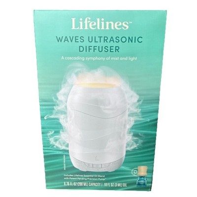 Lifelines Waves Ultrasonic Diffuser White Rotating Lights Timer Auto Shut-Off