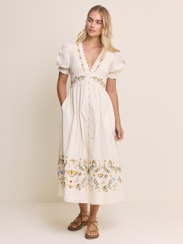 Nobody's Child Elizabeth Scarlett Saffy Embroidered Midi Dress - UK 12 (Marked) - Image 2
