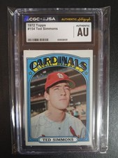 1972 TOPPS #154 TED SIMMONS CGC JSA AUTHENTIC AUTO 