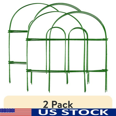 #ad Green Folding Garden Fence Metal Edging Durable Steel Light Duty 8ft Long New $13.49