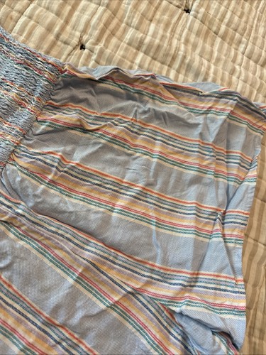 Girl Art Class Romper Size Large 10/12 Smocked Blue Striped Adjustable Straps - Picture 3 of 5