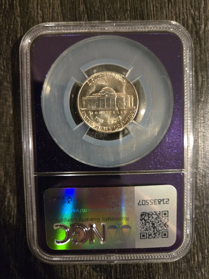 1942 S Silver WWII War Nickel 5c NGC MS 66 Coin - Image 2 of 2