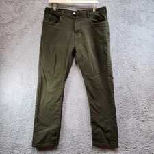 Jachs New York Jeans Men's 34 Green Cotton Stretch Mid-Rise Straight Leg Zip Fly