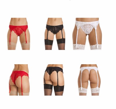Lux schmaler Spitzen Satin Rücken Straps Strumpfgürtel mit Elasthan für Strümpfe