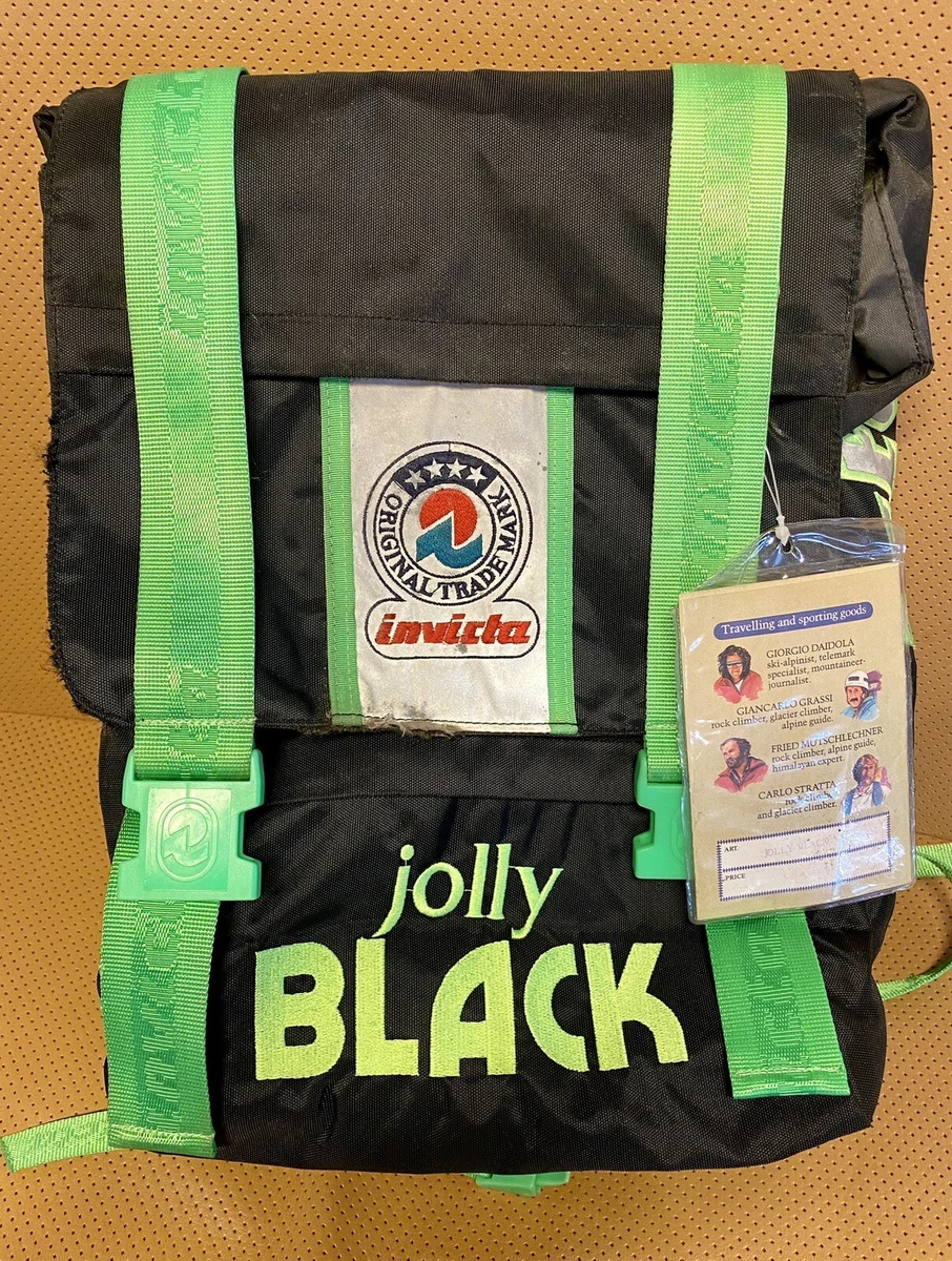 Vintage Zaino Zainetto Invicta JOLLY BLACK Anni 80 90 Nuovo Fondo