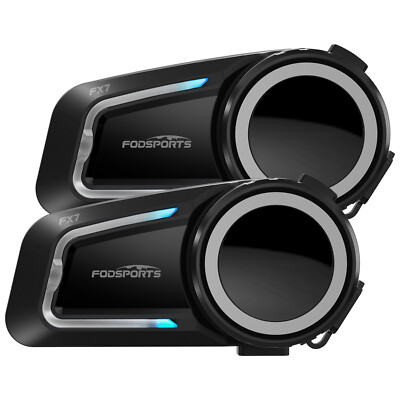 2x FX7 Motorcycle Intercom Helmet Headset Bluetooth 2000m 10-way Communication