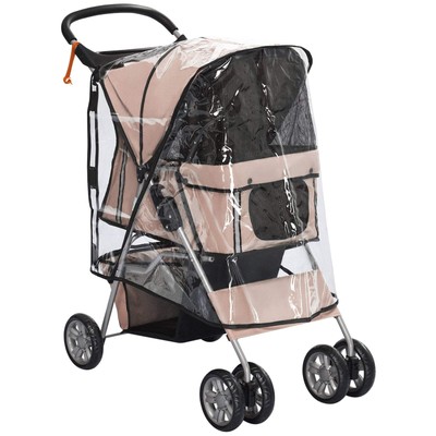 PawHut Kompakter Hundekinderwagen mit wasserdichtem Bezug, Leichter Haustierbuggy mit Dr