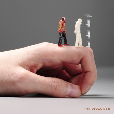 Unpainted 1:64 Open Mouth Zombies Mini Doll Scene Props Figures Fit Cars Vehicle