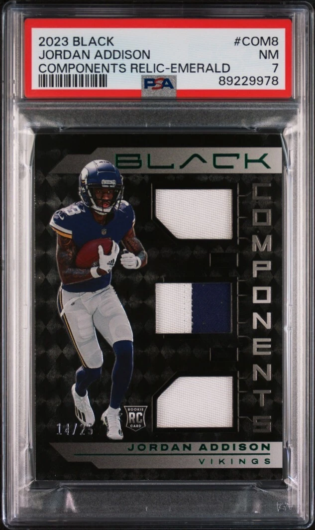 Jordan Addison Panini Black Components Relics #COM8 Emerald
