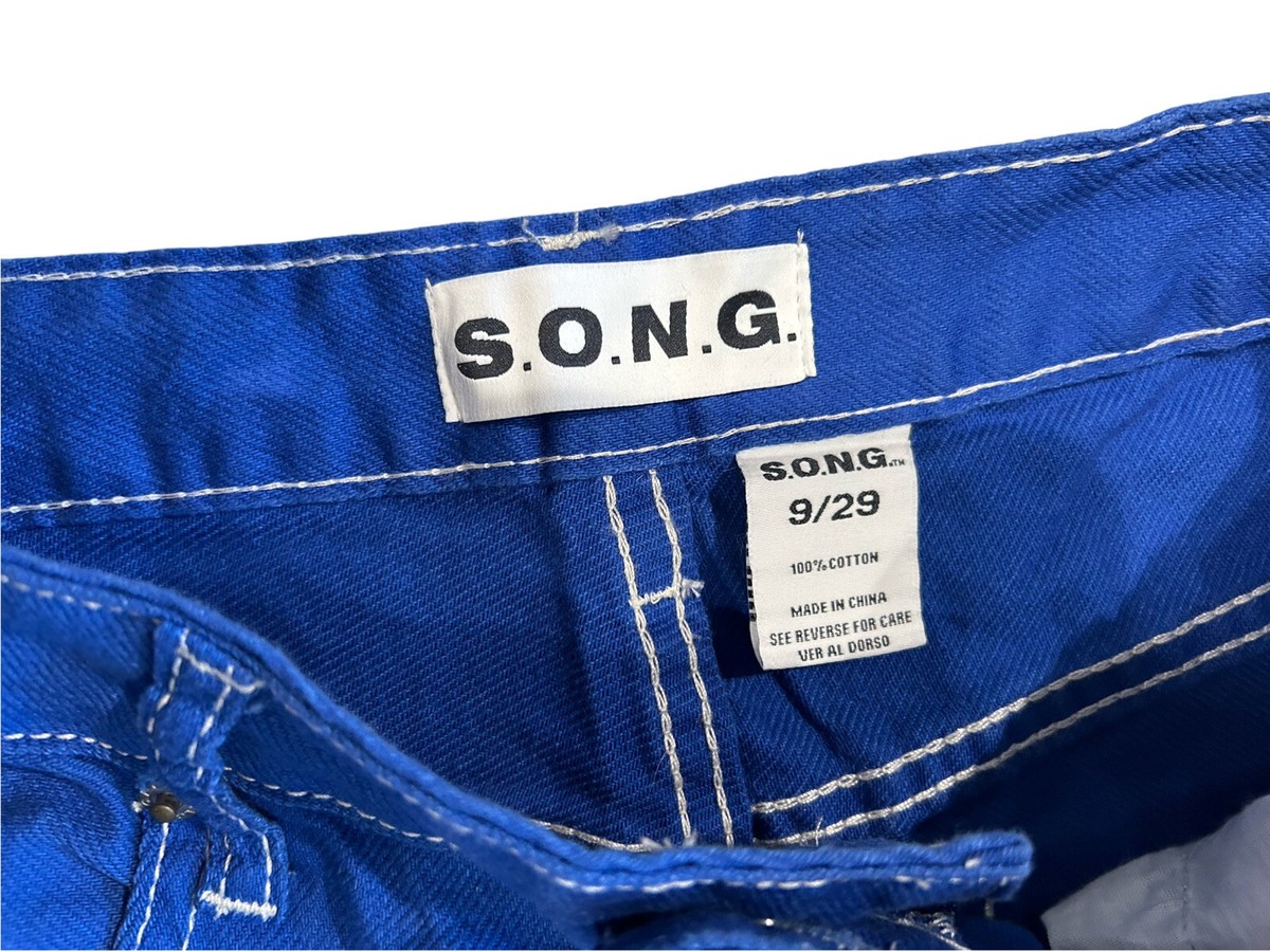 S.O.N.G. Blue Denim Pants Jeans Cargo 90's Boyfriend High