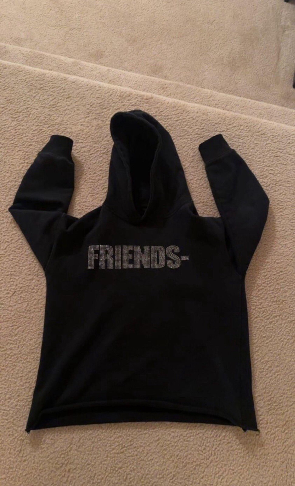 VLONE Swarovski Friends Rhinestone Black Hoodie Sweatshirt Mens XL