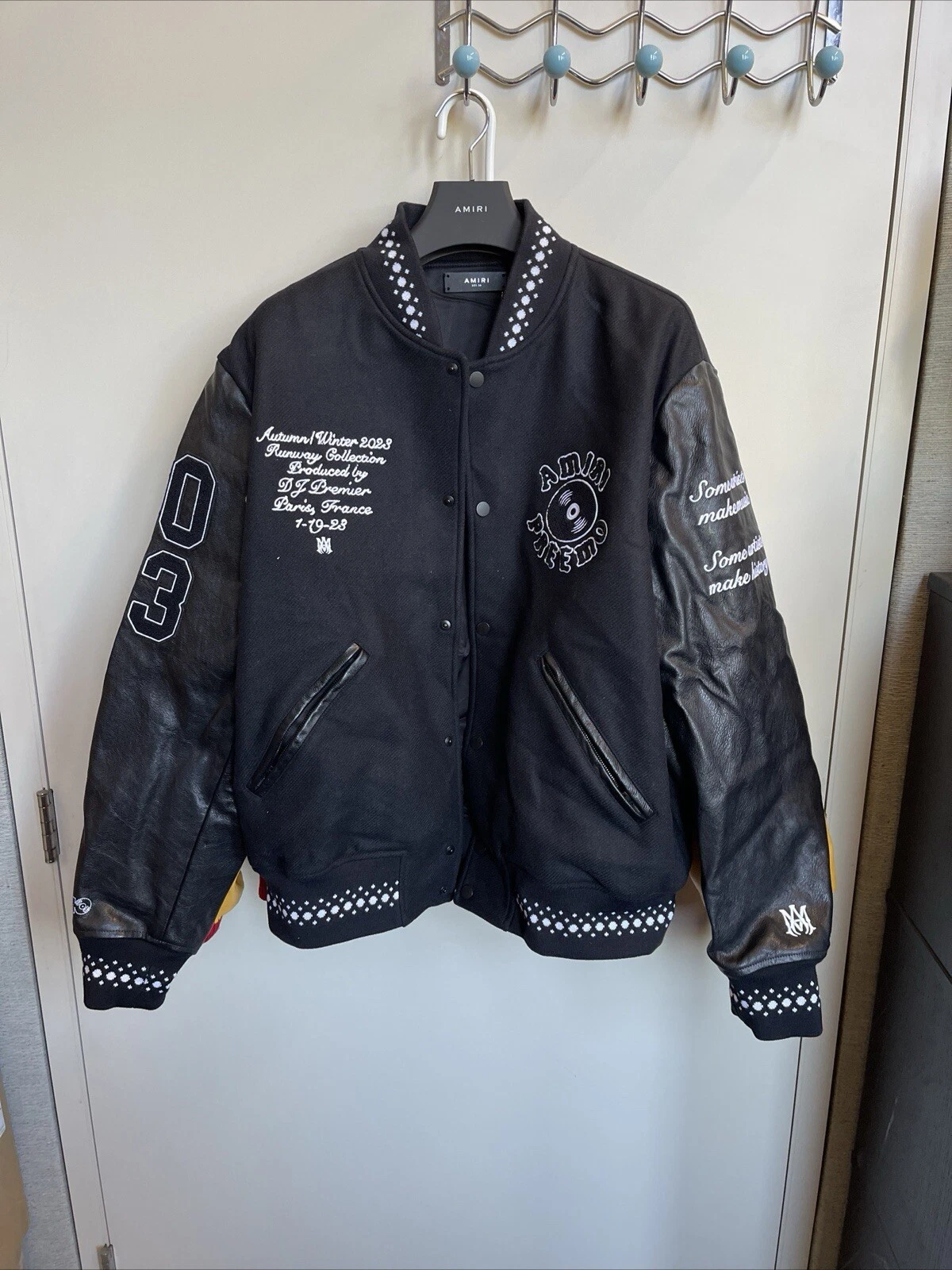 Giacca AMIRI x Premier Records patch manica in pelle Varsity