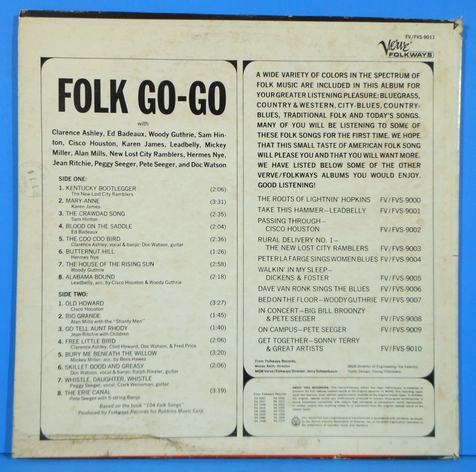 FOLK GO-GO LP 1965  VARIOUS WOODY GUTHRIE LEADBELLY GREAT CONDITION! VG++/VG+!! - Image 2 of 4