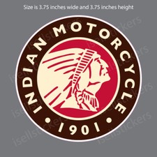 BM-12094 Indian Motorcycle Head 1901 Retro Vintage Bumper Sticker Window Decal