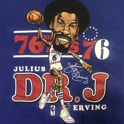 Vntg DR. J Julius Erving T Shirt Mitchell & Ness Philadelphia