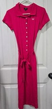 TALBOTS  Pink Side Slits Short Sleeve Polo Maxi Dress Woman Size SMALL/ Petites