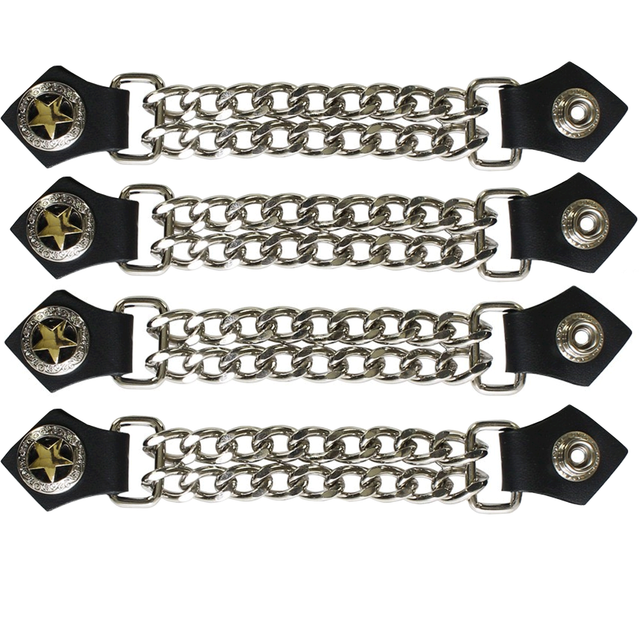 4 pc 6 1/2 Inch Motorcycle Vest Extender Biker Gold Star 4 Inch Chain Chrome eBay